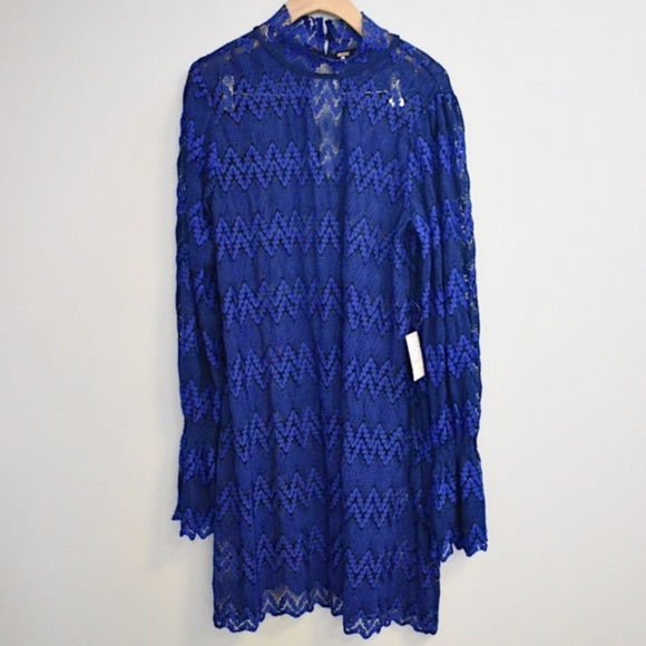 🆕️Free People Simone Mock Neck Lace Mini Dress - Picture 5 of 6